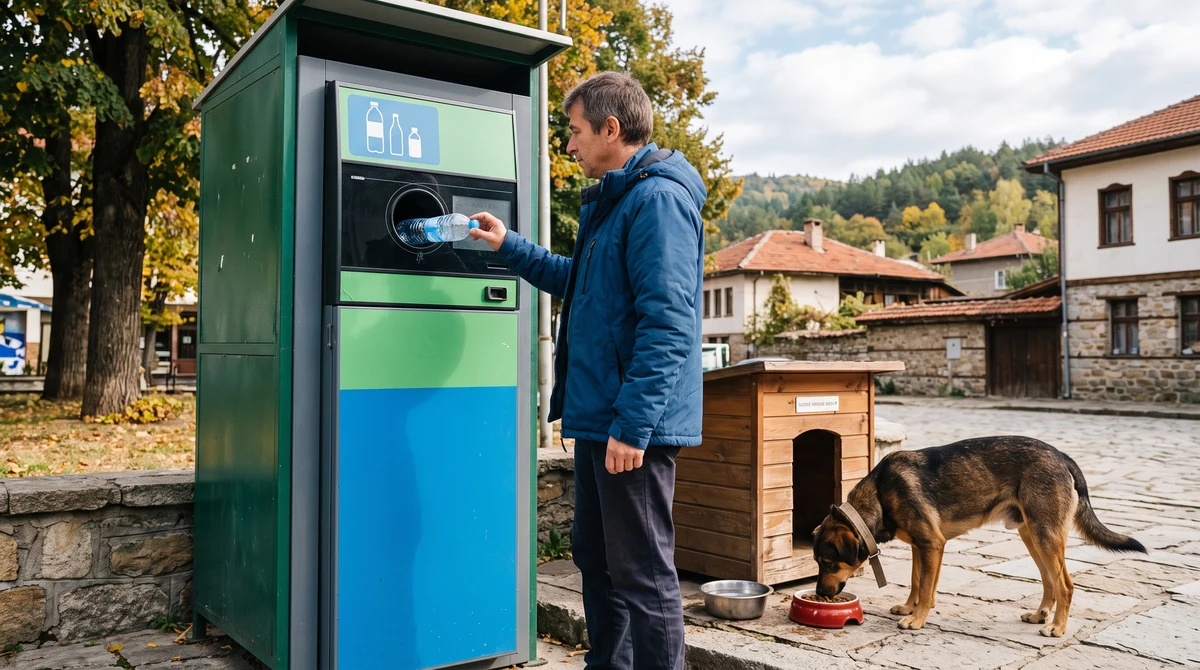 Рециклираща машина в Банско предоставя храна и вода за кучета срещу пластмасови бутилки